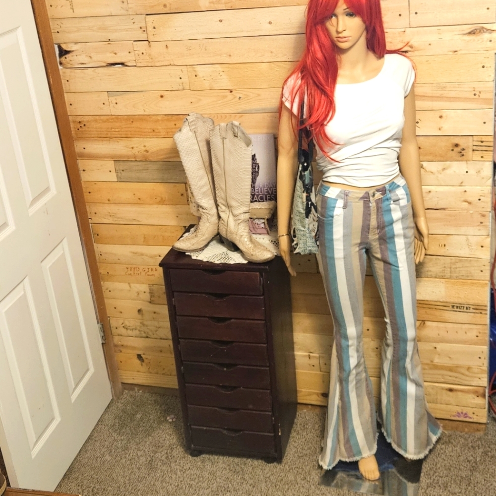 Saints & Hearts vintage inspired striped bell bottom pants